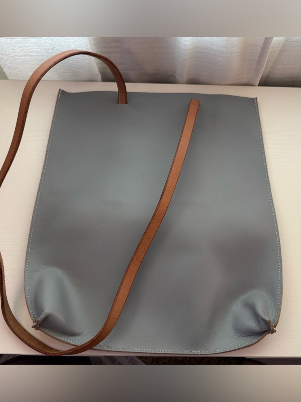 Elizabeth Hales Leather Tote Bag Gray Minimalist Shoulder Bag Handmade